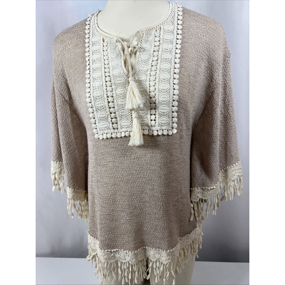 Starlet Boho Hippie Poncho Style Sweater Flutter Arms Cottagecore Size Medium‎